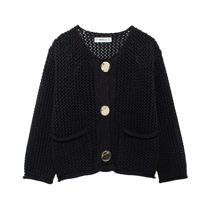 ROXY™ | Gold-Button Knitted Cardigan - Maison Léa &amp; Lou
