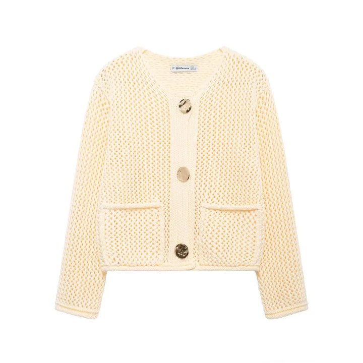 ROXY™ | Gold-Button Knitted Cardigan - Maison Léa &amp; Lou