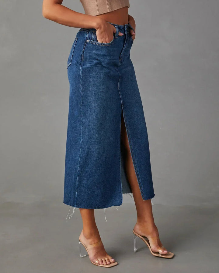 Denise™ | Classic High-Waist Denim Skirt - Maison Léa &amp; Lou