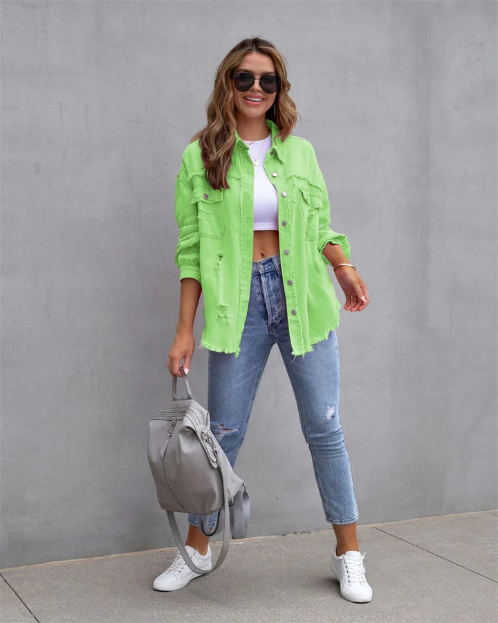 Emelia™ | Denim-Jakke i Flotte Farver - Maison Léa &amp; Lou