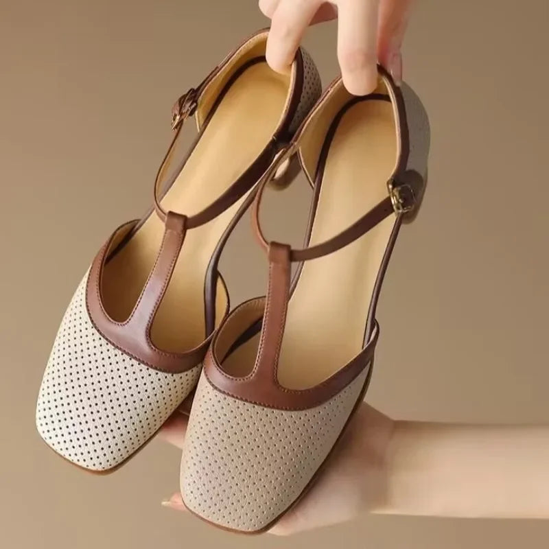 Isava™ | Mid Heel Shoes Real Leather - Maison Léa & Lou