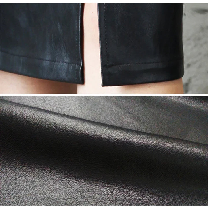 MONIQUE™ – Sleek Black Leather Pencil Skirt - Maison Léa &amp; Lou
