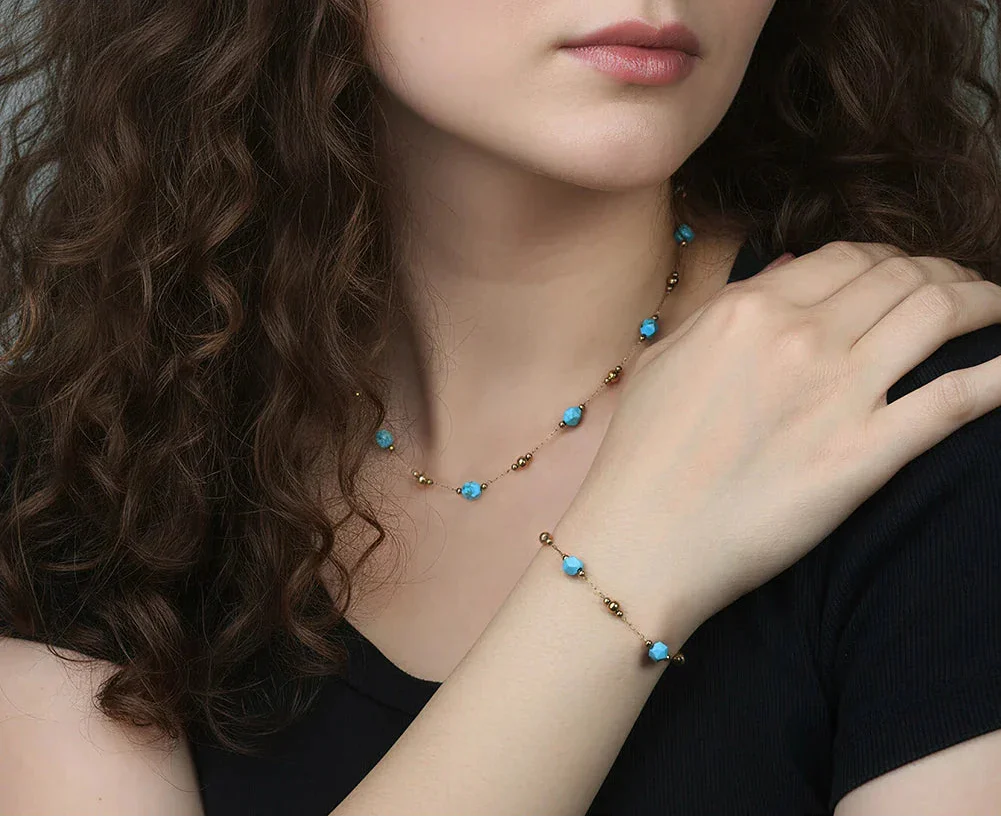 Collana e bracciale Choker Turchese