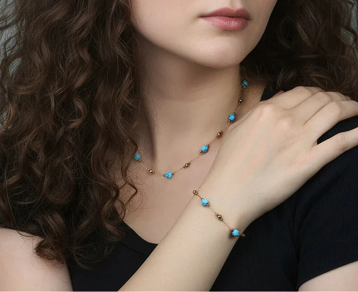 Collana e bracciale Choker Turchese
