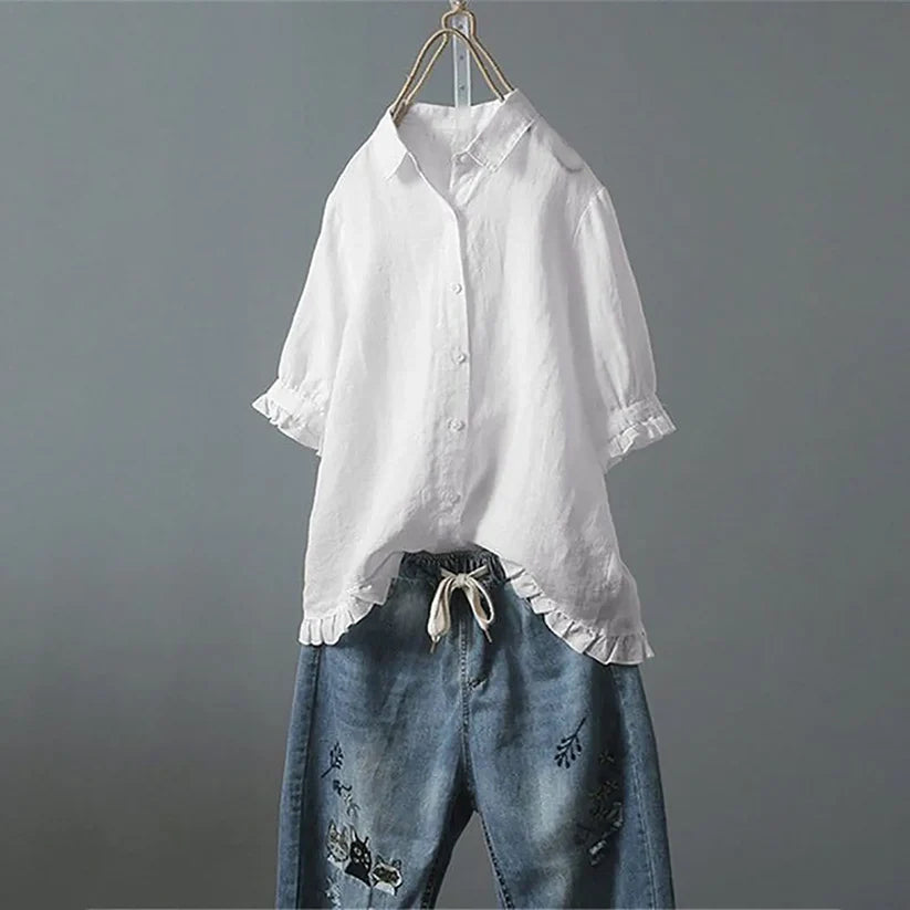 Lene™ | Elegant Bomuldsbluse - Maison Léa & Lou