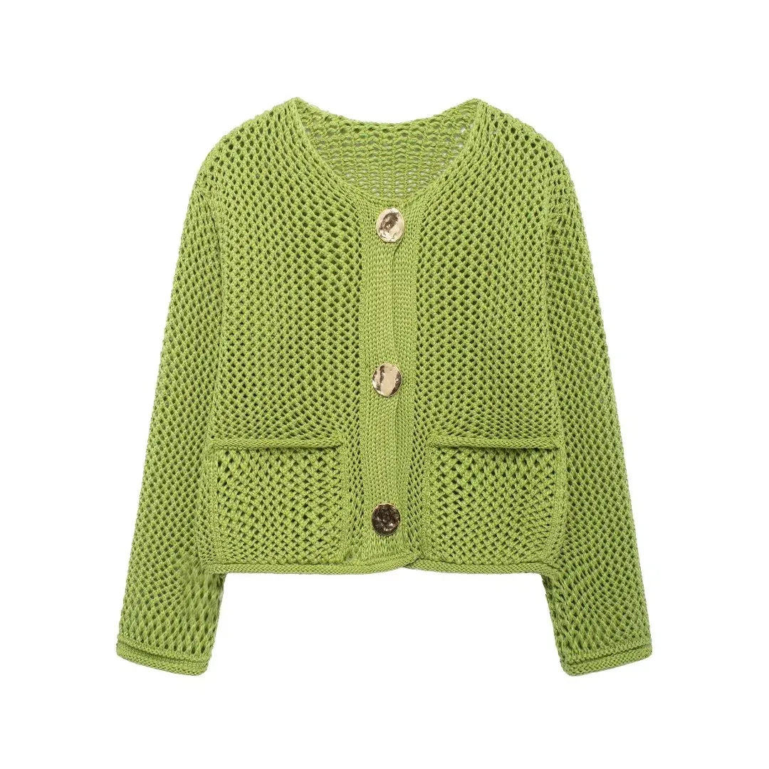 ROXY™ | Gold-Button Knitted Cardigan - Maison Léa &amp; Lou