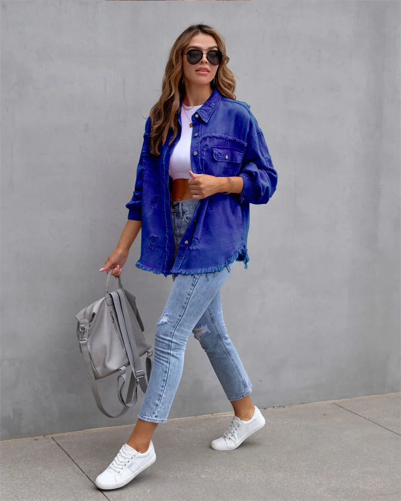 Emelia™ | Denim-Jakke i Flotte Farver - Maison Léa &amp; Lou