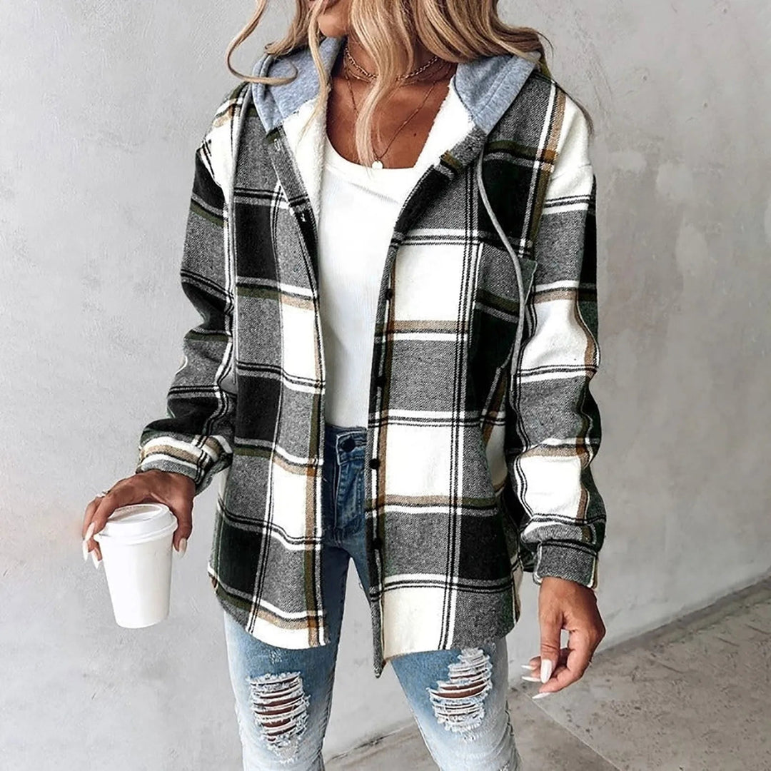 PAIGE™ - Chic Plaid Long-Sleeve Button Down Hooded Jacket - Maison Léa &amp; Lou