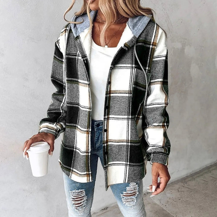 PAIGE™ - Chic Plaid Long-Sleeve Button Down Hooded Jacket - Maison Léa &amp; Lou