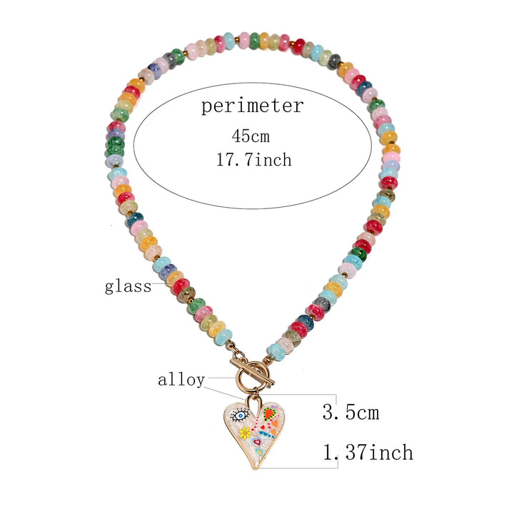 Collana con Perline di Vetro a Forma di Cuore