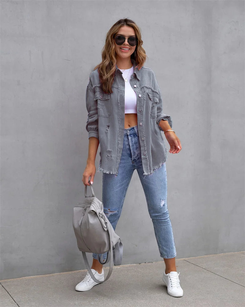 Emelia™ | Denim-Jakke i Flotte Farver - Maison Léa &amp; Lou