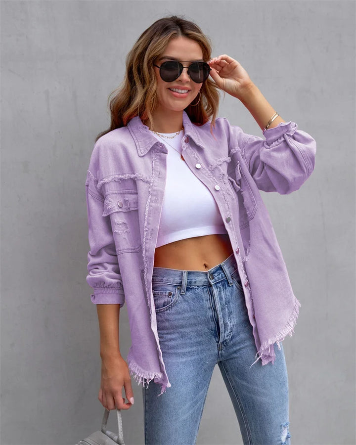 Emelia™ | Denim-Jakke i Flotte Farver - Maison Léa &amp; Lou