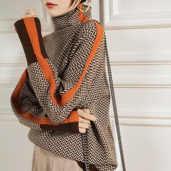 Eleanor - Herringbone Luxe Turtleneck