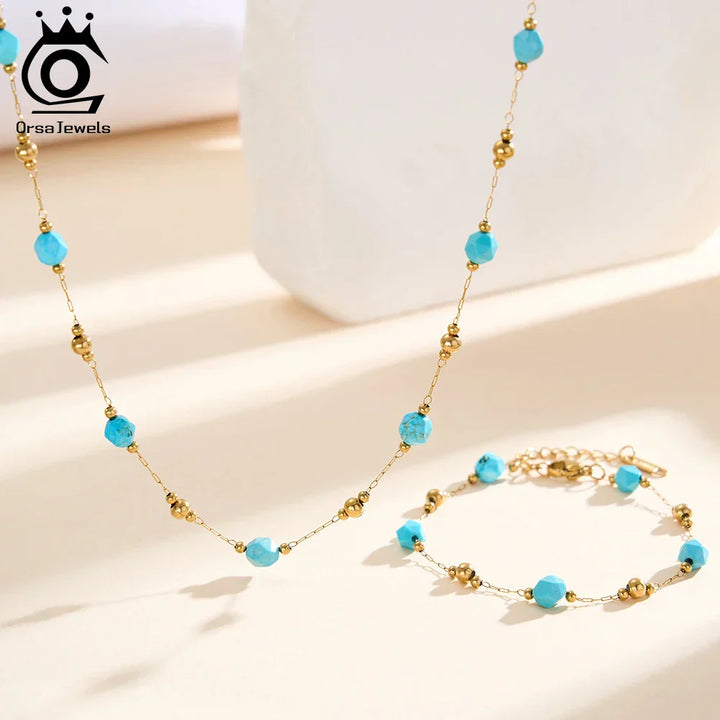 Collana e bracciale Choker Turchese