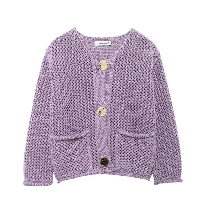 ROXY™ | Gold-Button Knitted Cardigan - Maison Léa &amp; Lou