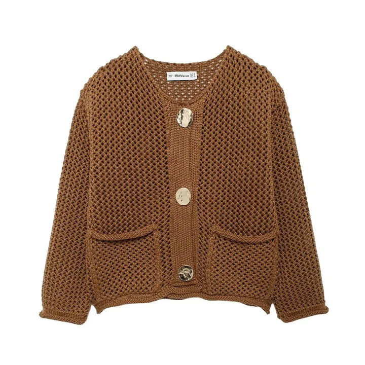 ROXY™ | Gold-Button Knitted Cardigan - Maison Léa &amp; Lou