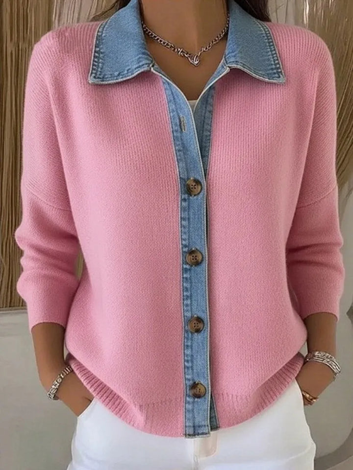 Lucia™ |  Knit Denim Collar Sweater - Maison Léa &amp; Lou