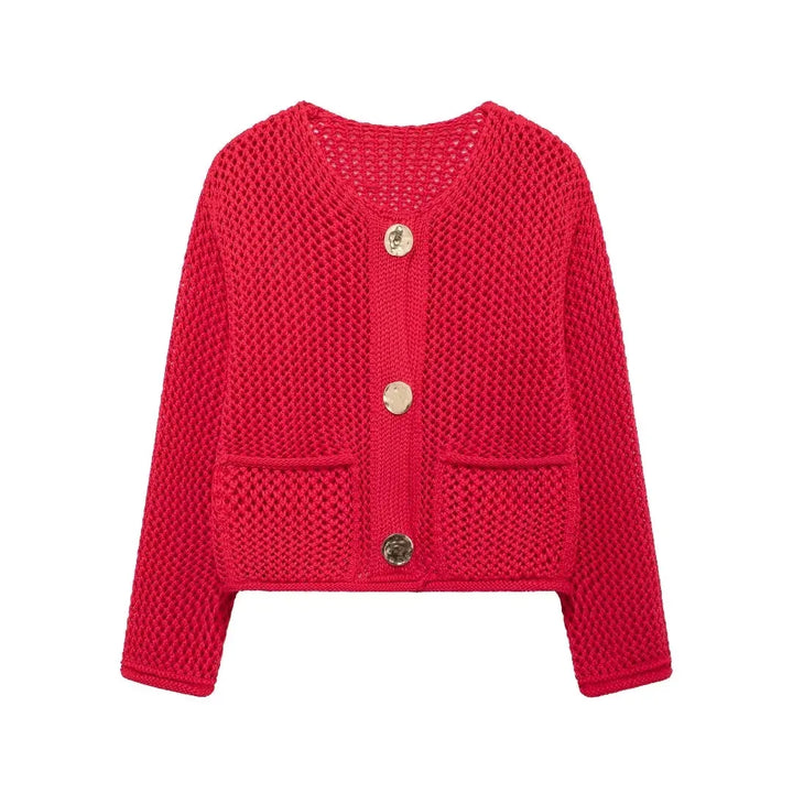 ROXY™ | Gold-Button Knitted Cardigan - Maison Léa &amp; Lou