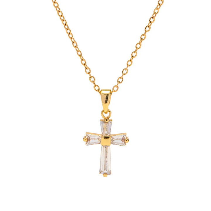 Collana con Pendente a Croce di Diamanti Delicati