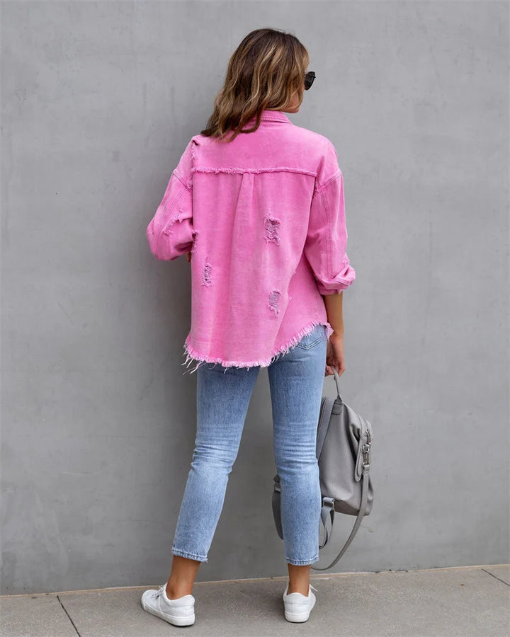 Emelia™ | Denim-Jakke i Flotte Farver - Maison Léa &amp; Lou