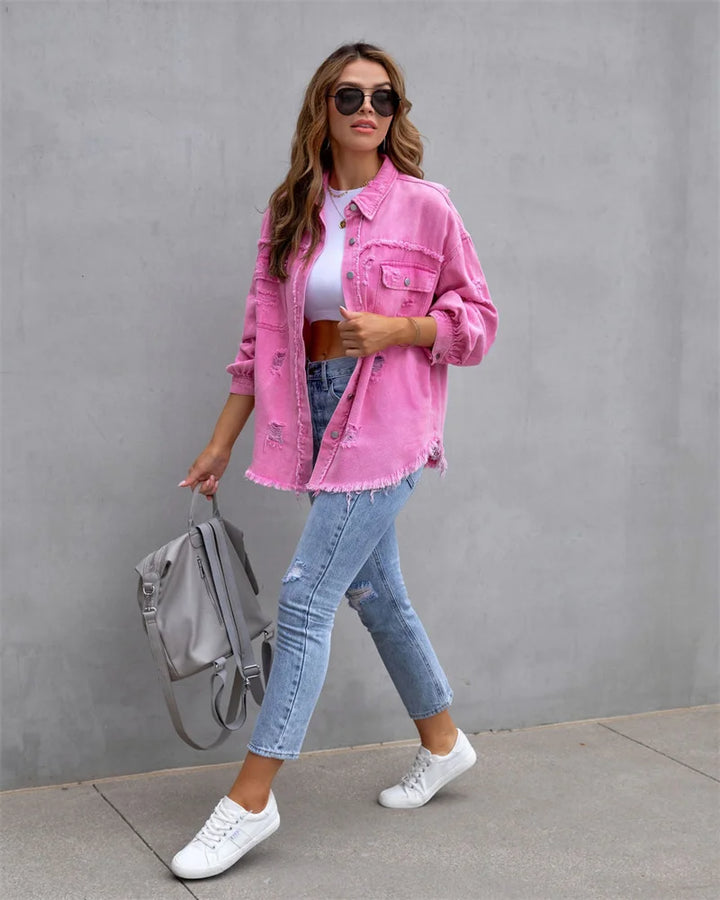 Emelia™ | Denim-Jakke i Flotte Farver - Maison Léa &amp; Lou