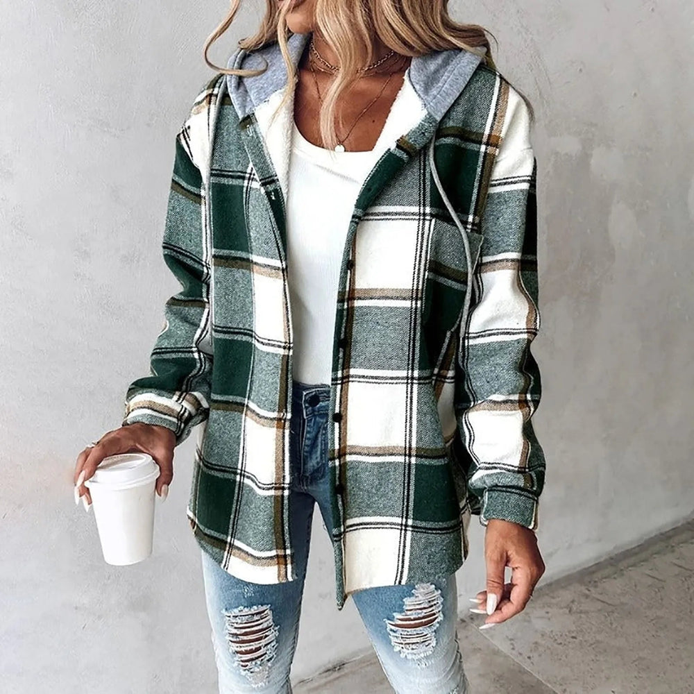 PAIGE™ - Chic Plaid Long-Sleeve Button Down Hooded Jacket - Maison Léa & Lou