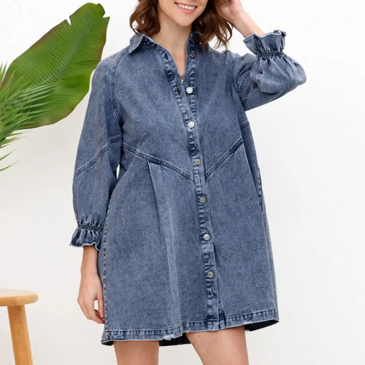 Lillian™ | Oversize Skjortekjole i Denim - Maison Léa &amp; Lou