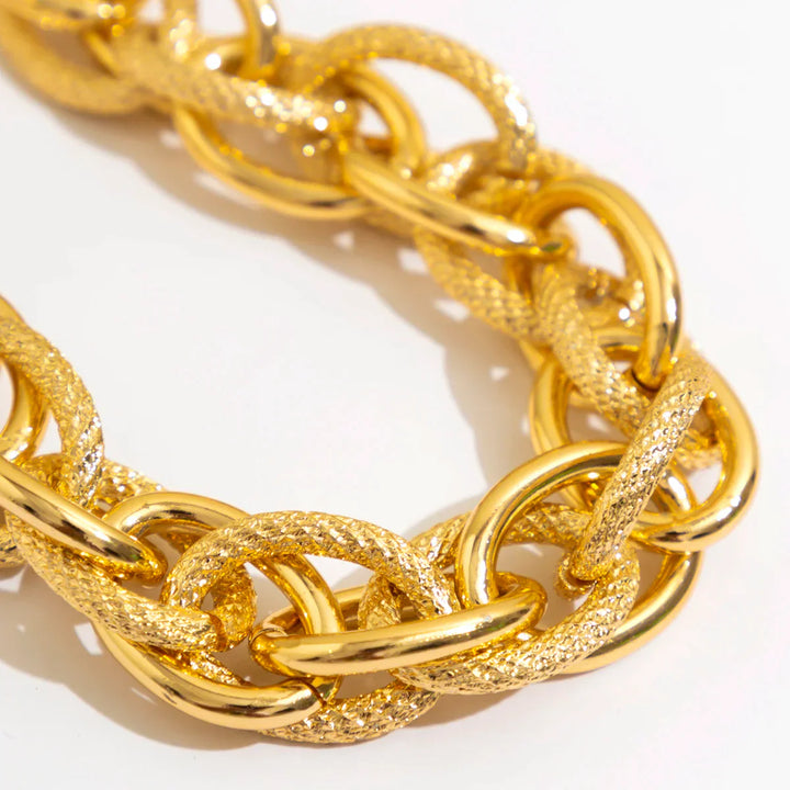Set di Bracciale e Collana a Doppia Catena Intrecciata Bold Chunky