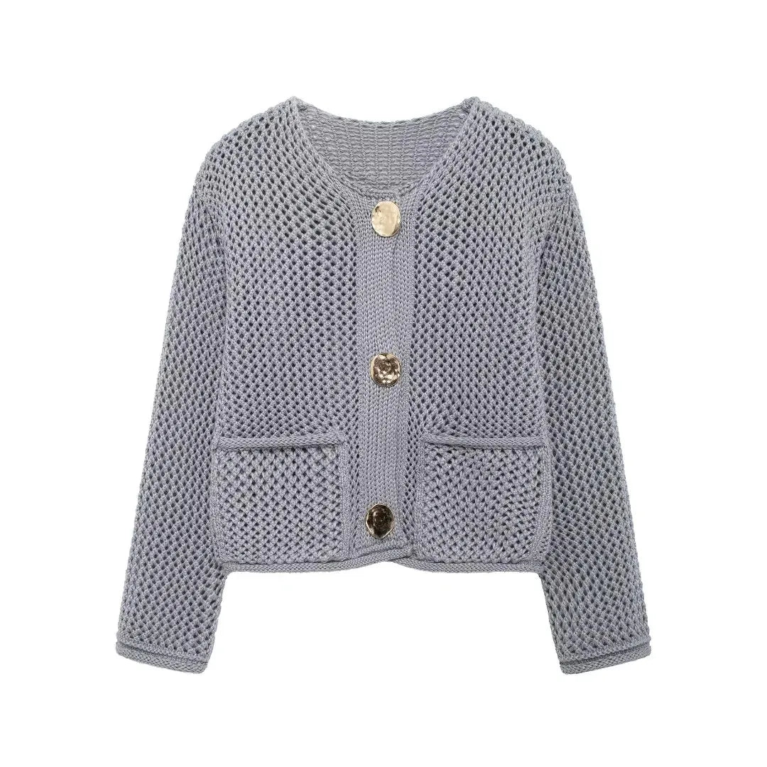 ROXY™ | Gold-Button Knitted Cardigan - Maison Léa &amp; Lou