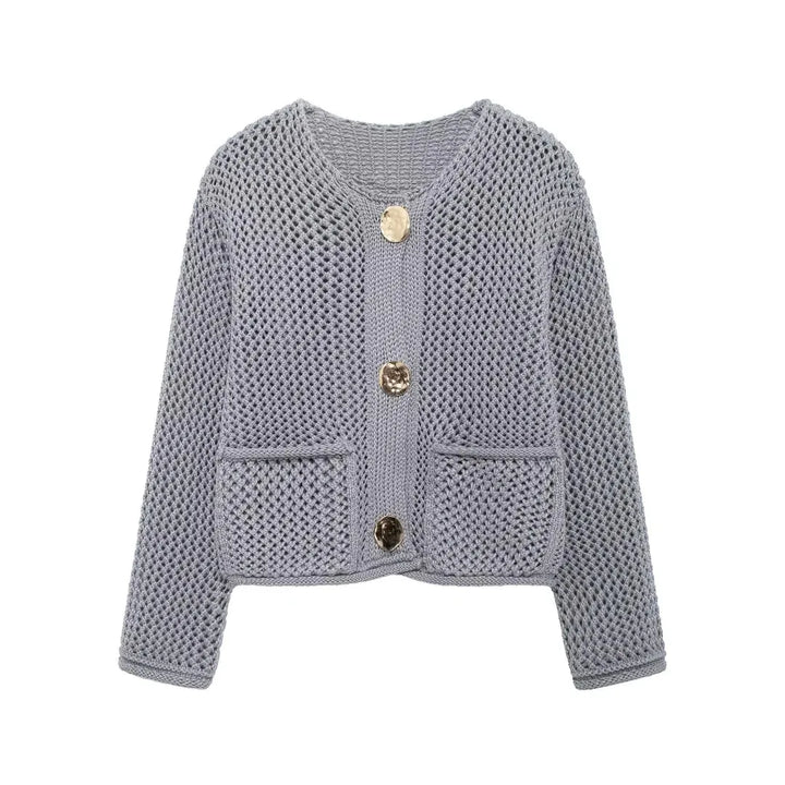 ROXY™ | Gold-Button Knitted Cardigan - Maison Léa &amp; Lou
