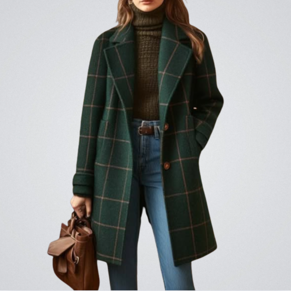 MADELEINE™ | Chic Retro Plaid Coat - Maison Léa & Lou