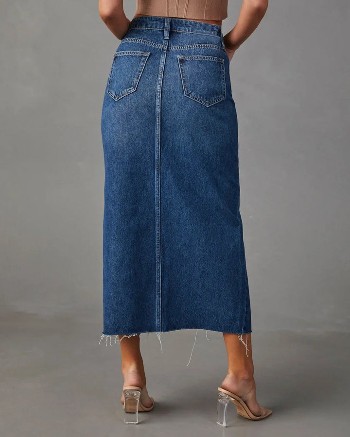 Denise™ | Classic High-Waist Denim Skirt - Maison Léa &amp; Lou