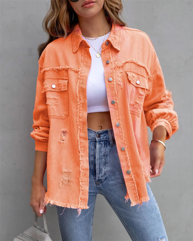 Emelia™ | Denim-Jakke i Flotte Farver - Maison Léa &amp; Lou