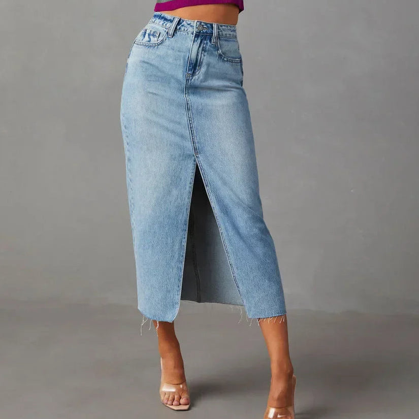 Denise™ | Classic High-Waist Denim Skirt - Maison Léa & Lou