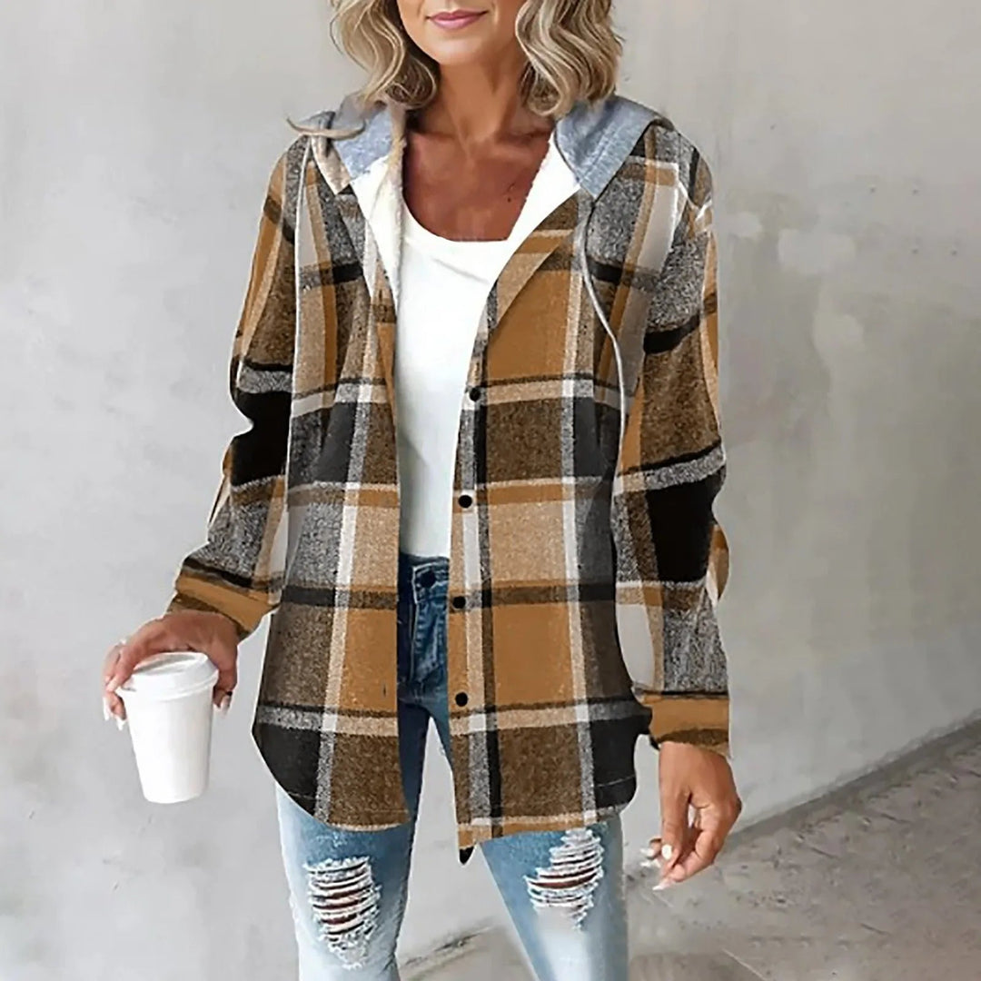 PAIGE™ - Chic Plaid Long-Sleeve Button Down Hooded Jacket - Maison Léa &amp; Lou