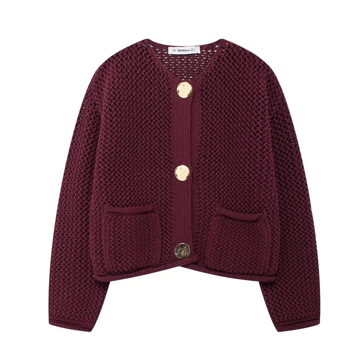 ROXY™ | Gold-Button Knitted Cardigan - Maison Léa &amp; Lou