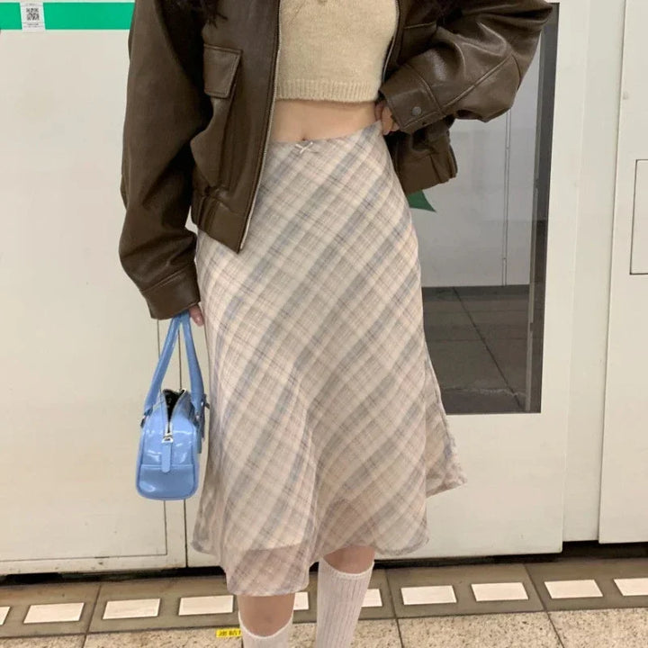 MORIAH™ – Classic Plaid Midi Skirt - Maison Léa &amp; Lou