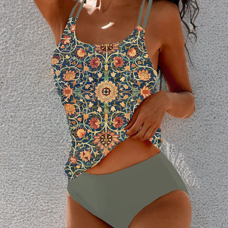 Madeleine™ | Vintage Floral Print Tankini Set - Maison Léa & Lou