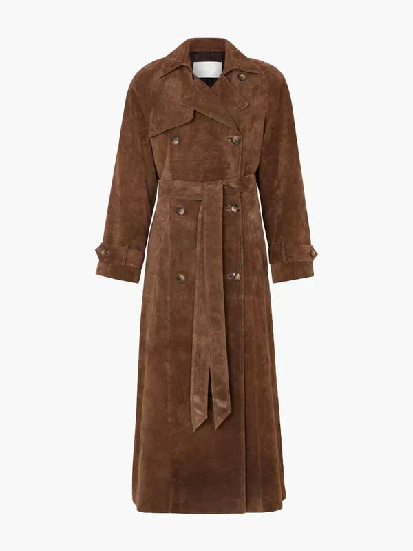 Olivia - Classic Suede Trench Coat