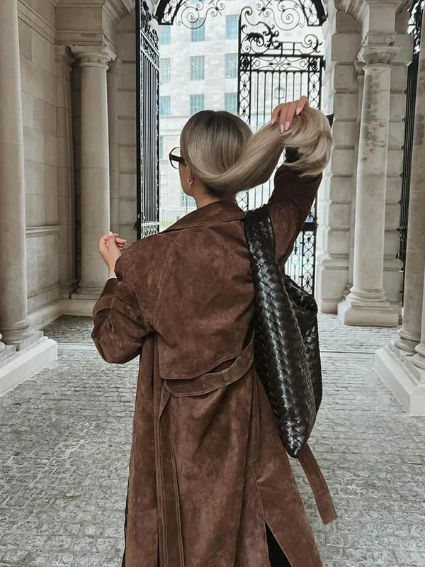 Olivia - Classic Suede Trench Coat