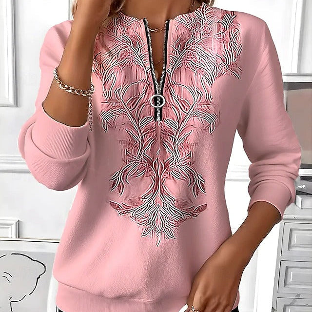 Dani™ | Elegant Zip-Front Embroidered Sweater - Maison Léa & Lou