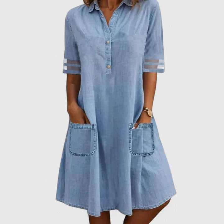 Brittany | Figure Flattering Denim Dress - Maison Léa & Lou