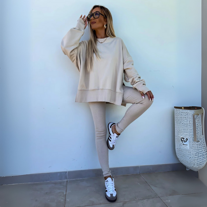 CLARIS™ - Casual Long Sleeve Sweatshirt and Pants Set - Maison Léa &amp; Lou
