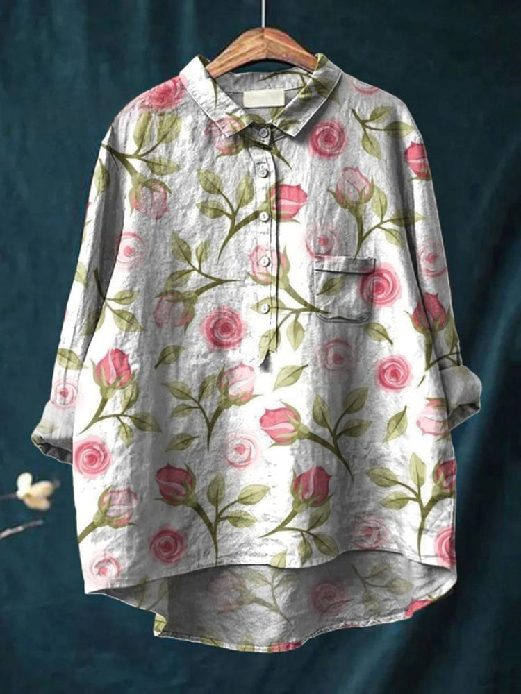 Seraphina™ | Blusa in Lino Senza Tempo con Stampa