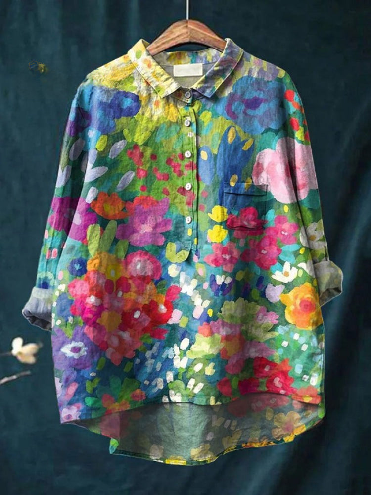 Seraphina™ | Blusa in Lino Senza Tempo con Stampa