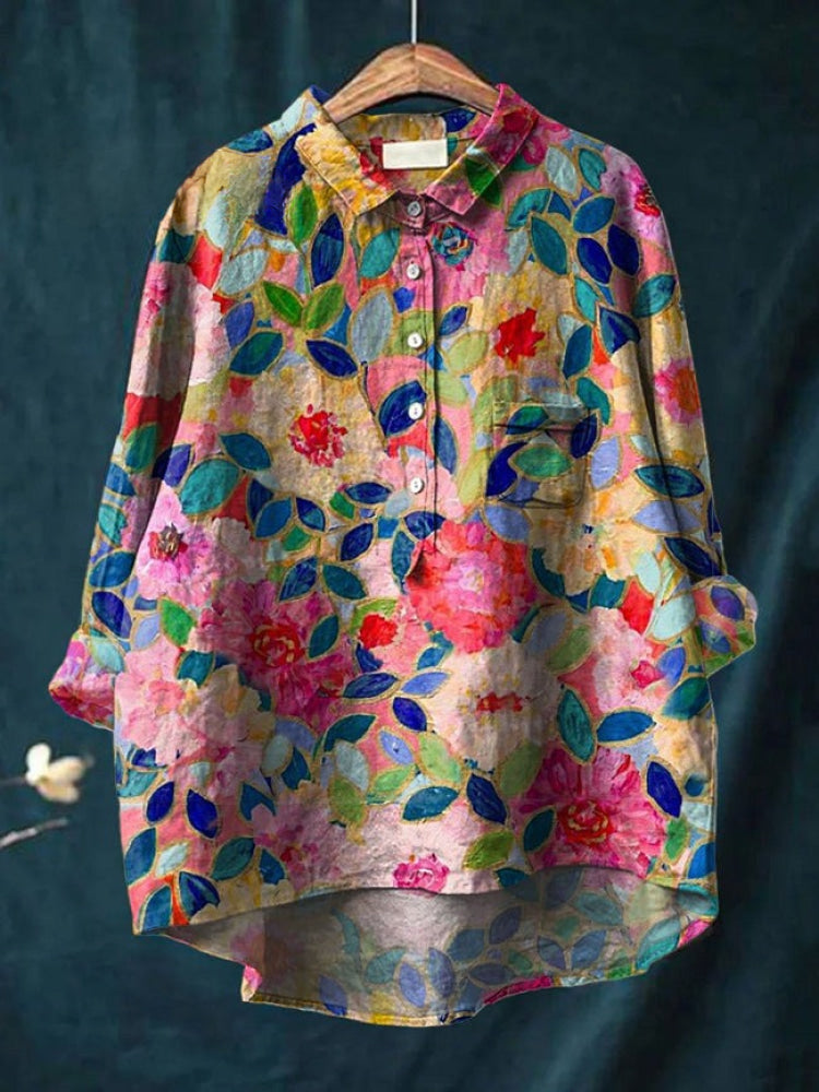 Lina | Camicia Ricamata Floreale Vivace