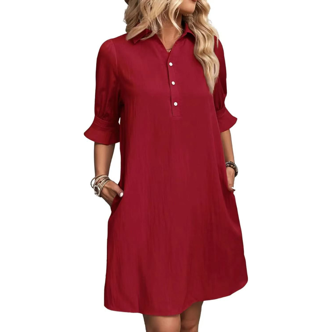 FRANCHESCA™ - Casual Button Down Shirt Dress - Maison Léa &amp; Lou