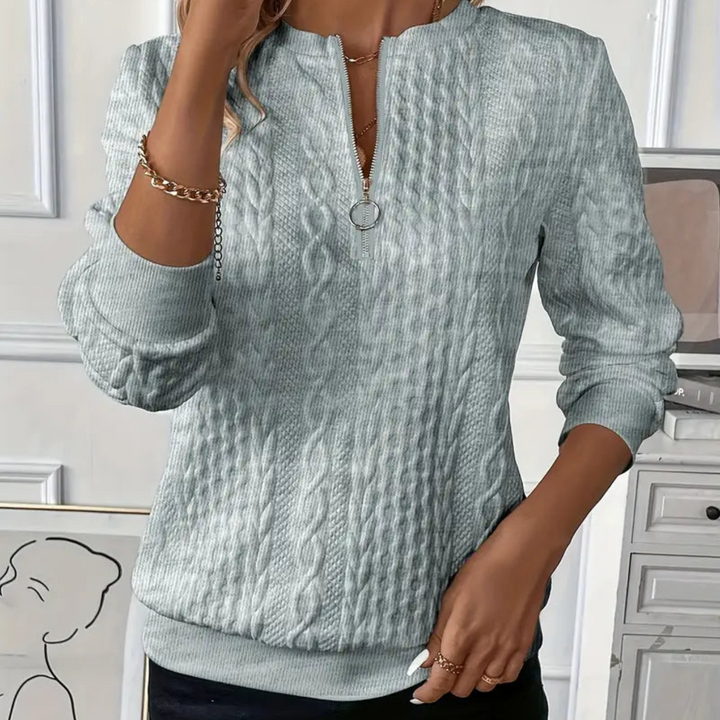 Leah™ | Classic Cable Zip Sweater - Maison Léa &amp; Lou