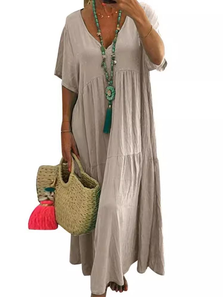 LINNEA™ – Soft Ruffle V-Neck Maxi Dress - Maison Léa &amp; Lou