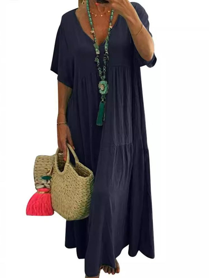 LINNEA™ – Soft Ruffle V-Neck Maxi Dress - Maison Léa &amp; Lou